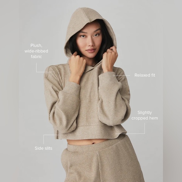 ALO Yoga Tops - NWT ALO Yoga Muse Hoodie in Gravel Heather | size S